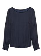Banana Republic Womens Soft Satin Covered Button-cuff Top Navy Size S