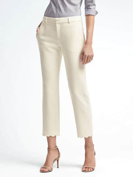 Banana Republic Womens Avery Fit Scallop Pant - White