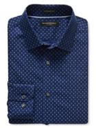 Banana Republic Mens Camden Fit Non Iron Squiggle Shirt Size L Tall - Navy Star