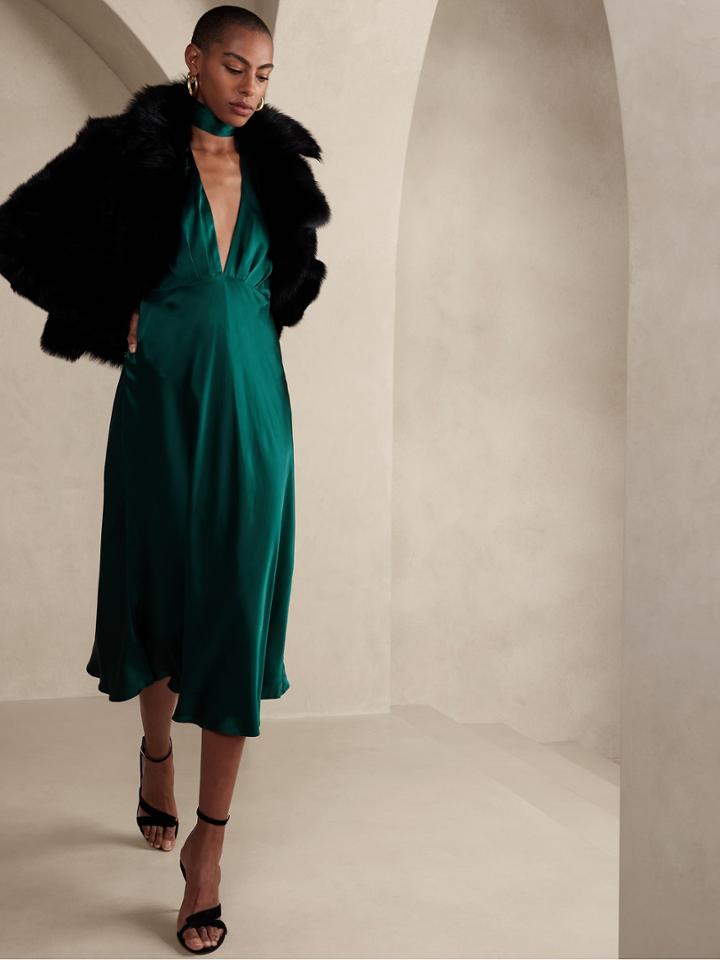 Celestial Silk Halter Dress