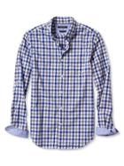 Banana Republic Mens Grant Fit Custom 078 Wash Tonal Gingham Shirt Size L Tall - Dark Steel