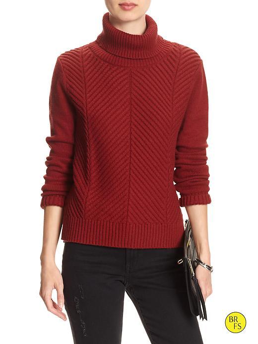 Banana Republic Womens Factory Hi Lo Turtleneck Sweater Size L - Sun Dried Tomato
