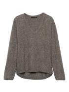 Banana Republic Womens Brushed Cashmere Bell-sleeve V-neck Sweater Heather Taupe Size Xs