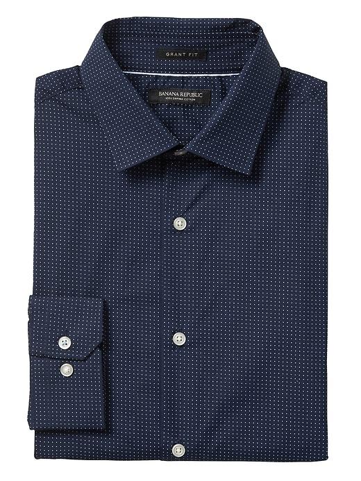 Banana Republic Mens Grant Slim-fit Supima Cotton Dot Shirt Navy Size L