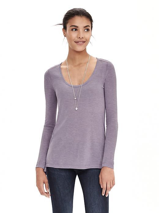 Banana Republic Womens Modal Scoop Neck Tee Size L - Lavender Heather