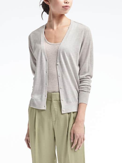 Banana Republic Womens Silk Cashmere Cardigan - Heather Gray