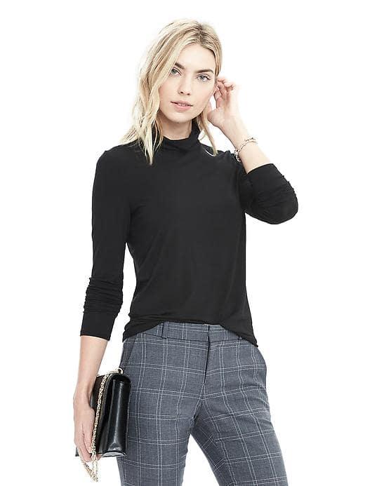 Banana Republic Womens Long Sleeve Micromodal Shirt - Black