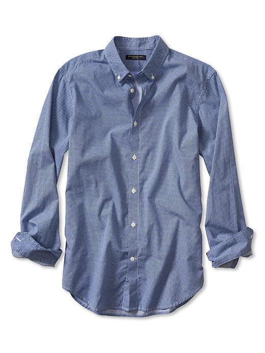 Banana Republic Slim Fit Soft Wash Geo Shirt - Cabana Blue
