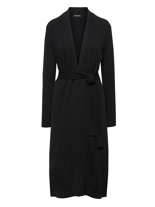 Banana Republic Womens Wool-cotton Blend Duster Cardigan Sweater Black Size Xs