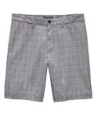 Banana Republic Mens 9 Stretch-cotton Aiden Slim Plaid Short Concrete Gray Size 30w