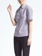 Banana Republic Stripe Scallop Top - Light Blue Stripe