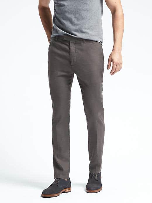 Banana Republic Mens Slim Linen Blend Pant - Dark Gray