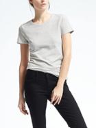 Banana Republic Womens Short Sleeve Stretch To Fit Crew Tee - Heather Gray