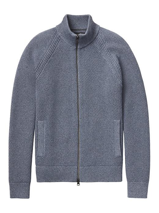 Banana Republic Mens Supima Cotton Full-zip Sweater Jacket Everblue Size L