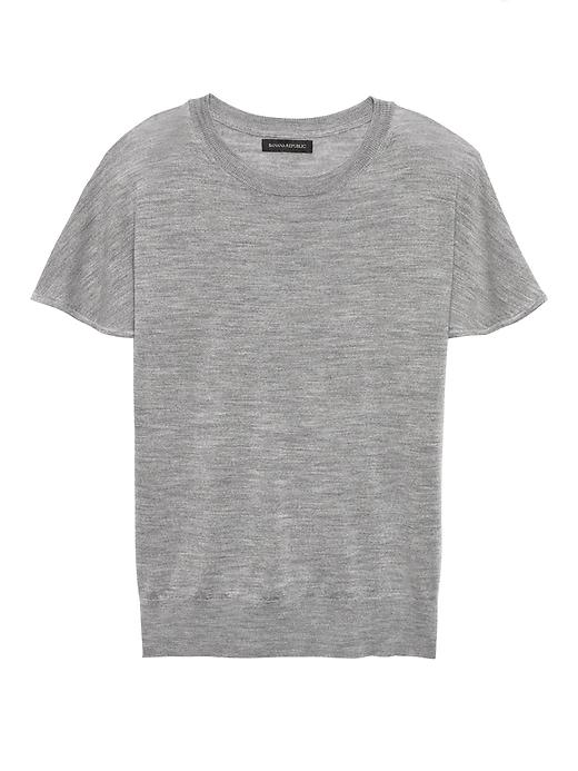 Banana Republic Womens Machine-washable Merino Flutter-sleeve Sweater Heather Gray Size L