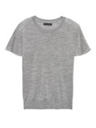 Banana Republic Womens Machine-washable Merino Flutter-sleeve Sweater Heather Gray Size L