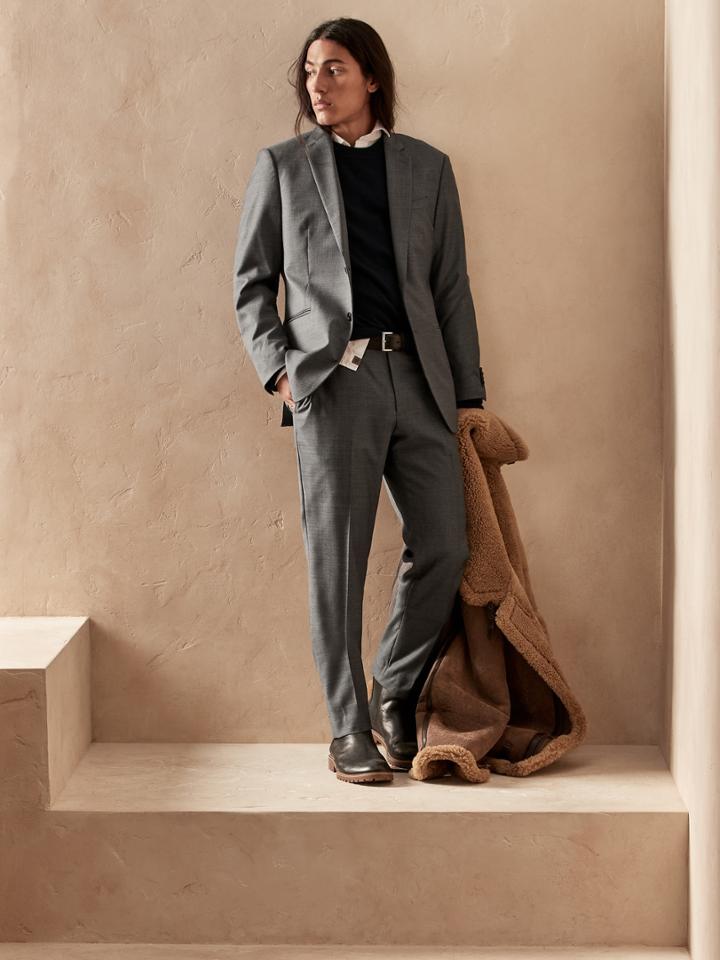 Slim Sharkskin Suit Pant