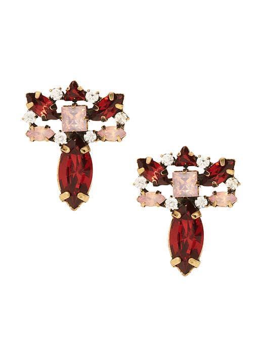 Banana Republic Sparkle Crystal Stud Earring - Deep Berry