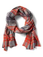 Banana Republic Mens Plaid Wool Scarf Heather Gray Size One Size