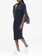 Banana Republic Womens Soft-stretch Rouched T-shirt Dress Navy Blue Size Xs