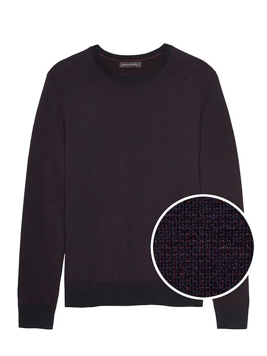 Banana Republic Mens Extra-fine Italian Merino Wool Birdseye Crew-neck Sweater Preppy Navy Mix Size Xs