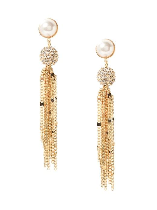 Banana Republic Womens Delicate Pav Ball Fringe Earring Gold Size One Size