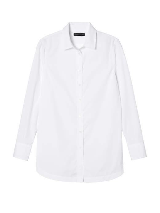 Banana Republic Womens Petite Parker Tunic-fit Super-stretch Shirt White Size Xxs