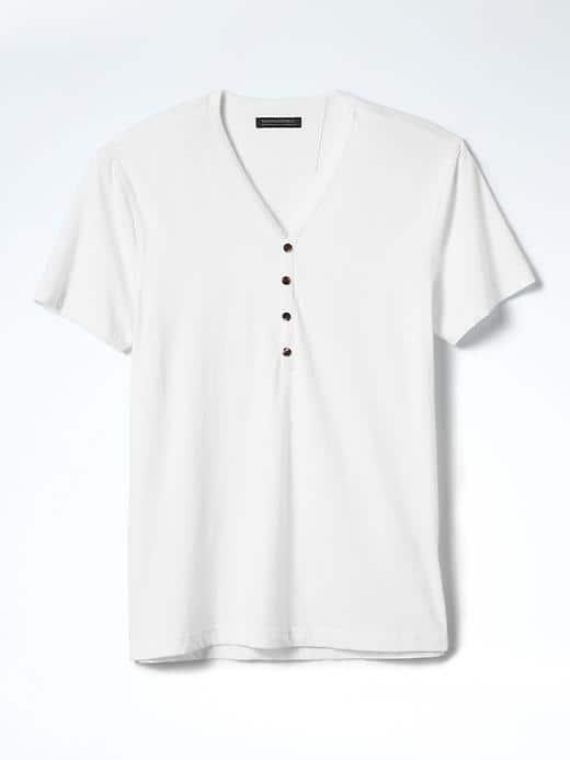 Banana Republic Mens Heritage Supima Cotton Henley - White