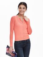 Banana Republic Womens Extra Fine Merino Wool Ribbed Cardigan Size L - Neon Coral Volt
