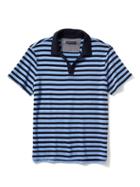 Banana Republic Mens Terry Johnny Collar Polo - Cascade Blue