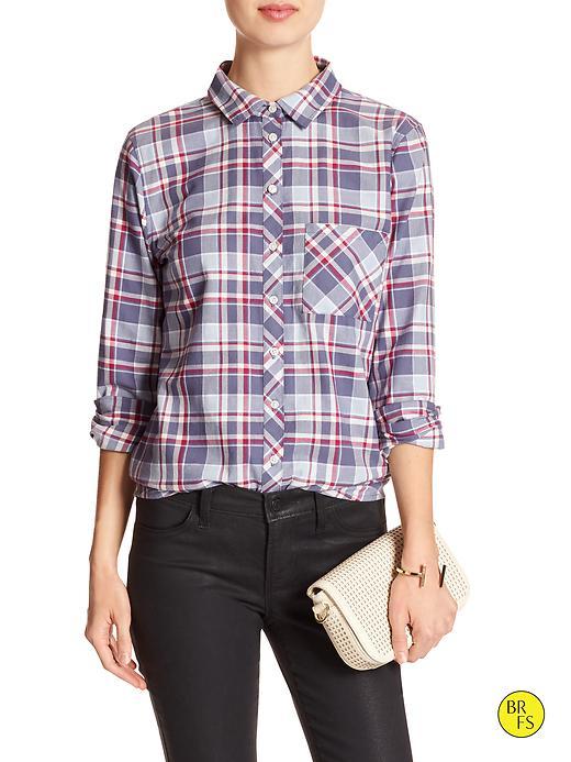 Banana Republic Womens Factory Soft Wash Plaid Shirt Size L - Red And Blue Plaid