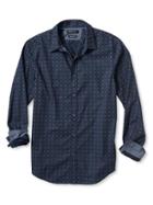 Banana Republic Mens Camden Fit Custom Wash Floral Print Shirt Size L Tall - Preppy Navy