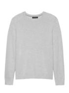 Banana Republic Mens Extra-fine Italian Merino Wool Crew-neck Sweater Pale Gray Size S