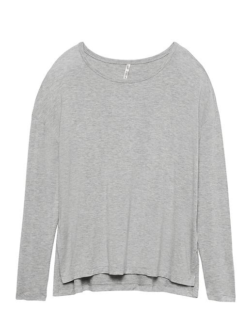 Banana Republic Womens Soft-stretch Long-sleeve Relaxed T-shirt Light Gray Size Xs