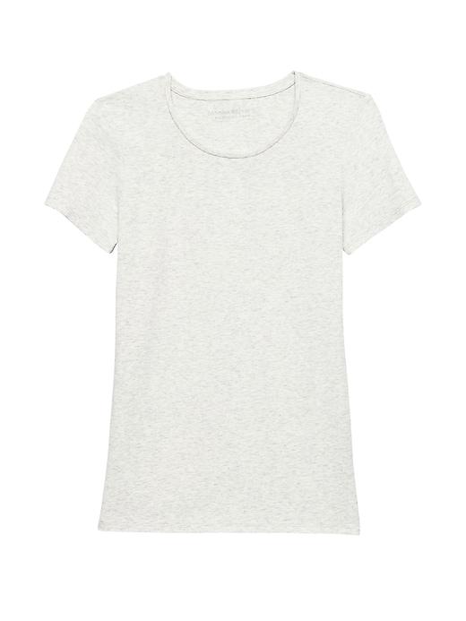 Banana Republic Womens Stretch Cotton-modal Fitted Crew-neck T-shirt Heather Light Gray Size L