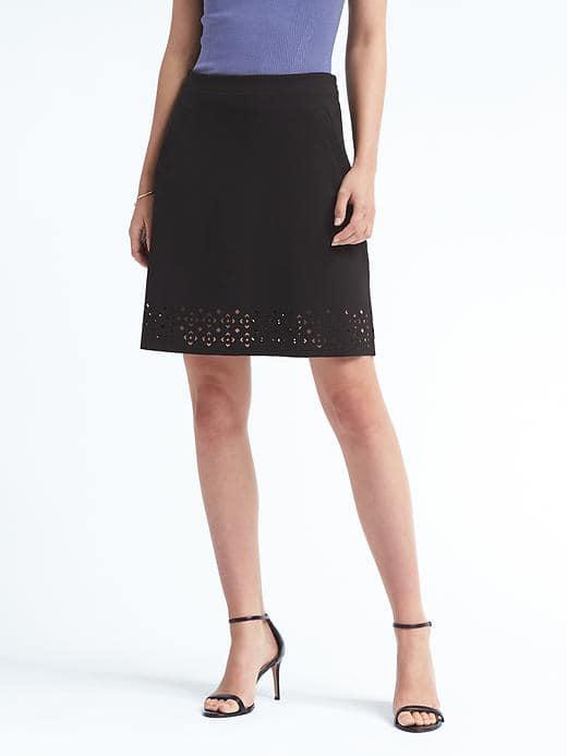 Banana Republic Womens Laser Cut Pencil Skirt - Black