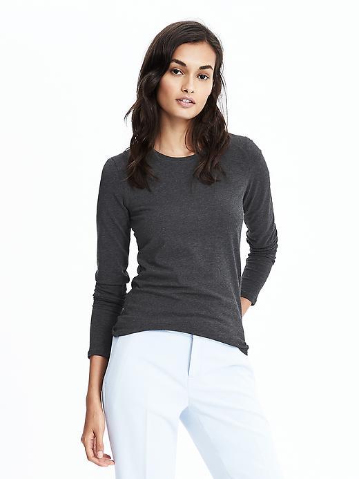 Banana Republic Womens Long Sleeve Solid Tee Size M - Dark Heather Gray