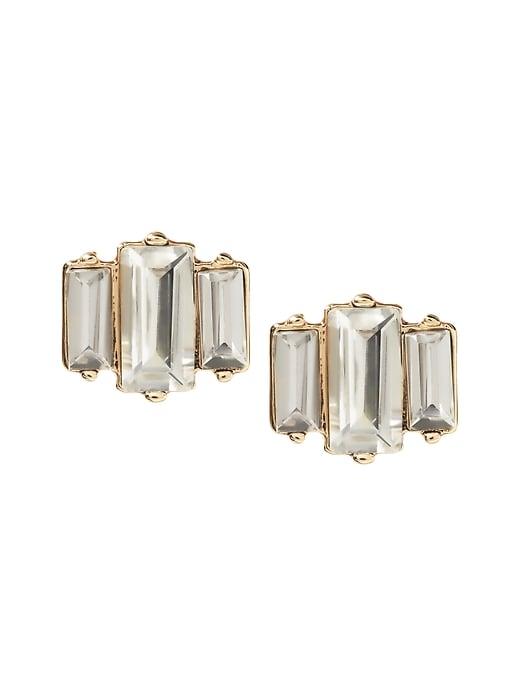 Banana Republic Womens Triple Baguette Stud Earring Clear Size One Size