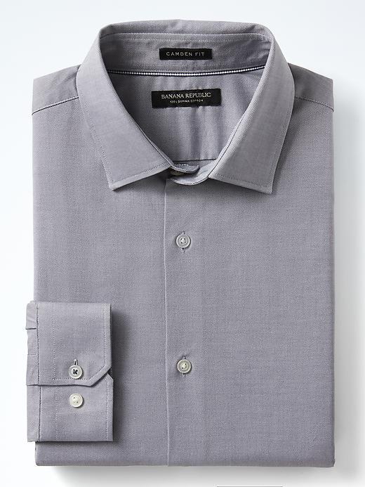 Banana Republic Mens Camden Fit Supima Cotton Texture Shirt - Smoke