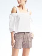 Banana Republic Womens Easy Care Off The Shoulder Bow Top - White