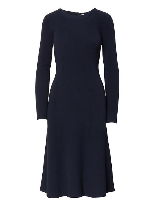 Banana Republic Womens Tie-back Rib-knit Midi Dress Navy Size S