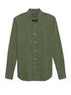 Banana Republic Mens Grant Slim-fit Heathered Oxford Shirt Deep Olive Size Xs