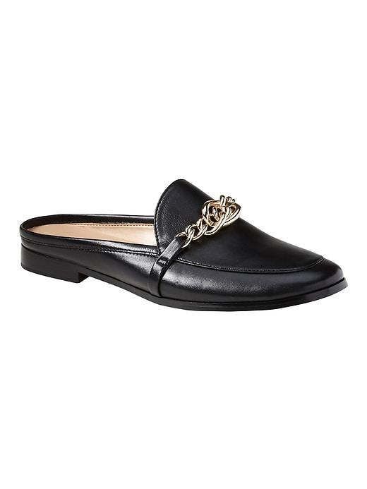 Banana Republic Womens Demi Chain Slide Black Leather Size 6