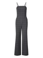 Banana Republic Womens Shine Plaid Strappy Jumpsuit Charcoal & Silver Size 14