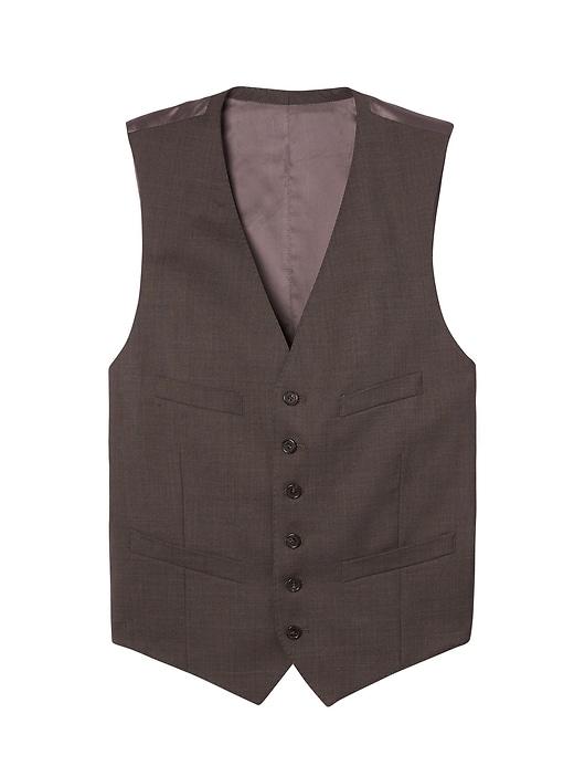 Banana Republic Mens Brown Solid Italian Wool Suit Vest - Dark Brown