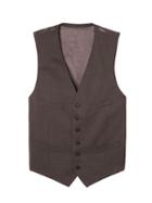 Banana Republic Mens Brown Solid Italian Wool Suit Vest - Dark Brown