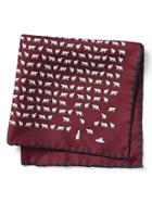 Banana Republic Mens Polar Bear Express Silk Pocket Square Burgundy Red Size One Size