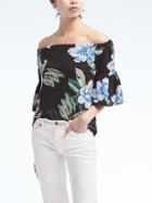 Banana Republic Womens Floral Crepe Off Shoulder Top - Floral