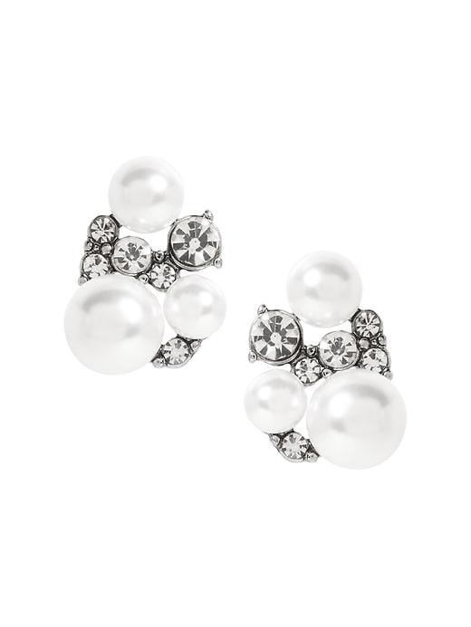 Banana Republic Womens Stone And Pearl Stud Earring Silver Size One Size