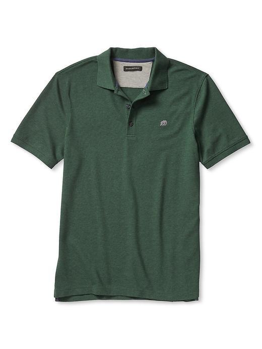 Banana Republic Mens Solid Pique Polo Size L Tall - Dark Green Heather